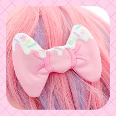 "I LOVE my frosted hair bows for girls. They are so cute to wear and make a whimsical addition to any outfit. Use these accessories for an instant update on just about any hair style! ♥ Set Of 2 Clips ♥ Measures approx. 3.5\" across x 1.5\" high ♥ Designed by & exclusive to Kawaii Hair Candy ♥ Made in the USA ♥ Intended for use by adults only We hope you wear these with every piece of clothing you own!" Kawaii Hair Clips, Pretty Candy, Kawaii Hair, Frosted Hair, Hair Bows For Girls, Bows For Girls, Kawaii Hairstyles, Girl Hair Bows, Girls Bows