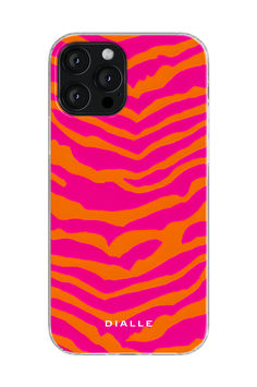 an orange and pink phone case with the name dialle on it