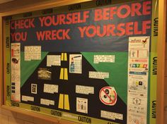 a bulletin board with instructions on how to check yourself before you wreck yourself