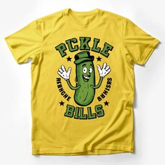 Pickle Bills Funny Cartoon Pickle Mascot T-Shirt, Casual Green Graphic Tee, Unisex Gift Idea Male T-Shirt Custom graphic T-Shirt.Customize your color Cartoon Pickle, Maternity Graphic Tees, Green Graphic Tee, Classic Movie Characters, Bills Shirts, Moon Graphic Tee, Dino Shirt, Animal Graphic Tee, Smart Casual Wear