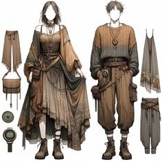 an image of a woman and man dressed in medieval clothing with different items around her