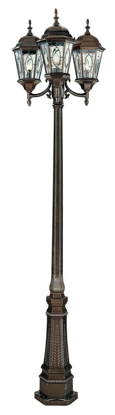 Trans Globe Imports - 4719 BRZ - Three Light Pole Light - Villa Nueva - Black Bronze Path Lighting, Globe Lighting, Outdoor Restaurant Design, Lamp Post Lights, Garden Walkway, Post Lighting, Lantern Post, Lantern Set, Light Pole