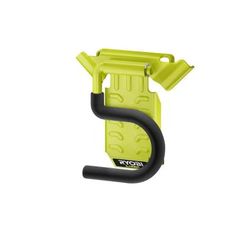 a yellow and black hose holder on a white background