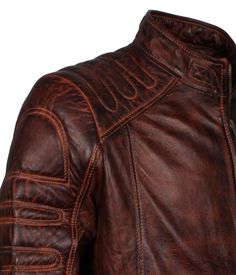 Alex Gear | Men's Dark Brown Padded Waxed Genuine Leather Motorcycle Jacket Brown Rugged Biker Jacket For Outdoor, Leather Biker Jacket With Padded Collar For Outdoor, Brown Biker Jacket With Zipper Closure For Outdoor, Rugged Brown Biker Jacket For Outdoor, Brown Moto Leather Jacket For Outdoor, Brown Leather Jacket With Padded Collar For Outdoor, Urban Brown Biker Jacket For Winter, Brown Urban Biker Jacket For Winter, Urban Brown Winter Biker Jacket