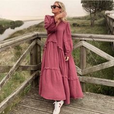 New Without Tags Size Bloggers Favorite! Long Sleeves #Midi#Maxi#Boho#Bohemian# Casual Long Boho Dress For Spring, Fall Hippie Boho Maxi Dress, Casual Long Flowy Boho Dress, Long Flowy Casual Boho Dress, Bohemian Midi Length Flowy Peasant Dress, Peasant Style Boho Dress For Beach In Fall, Pink Boho Dress For Fall Beach Occasion, Peasant Boho Dress For Beach In Fall, Pink Boho Dress For Beach In Fall