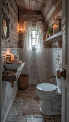 a bathroom with a toilet, sink and window in the wall next to each other