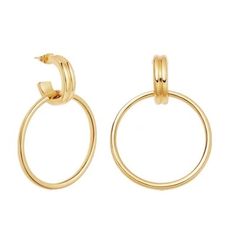 A delicate yet eye catching twist on a minimalist hoop earring. The Montero earring is a chic marriage of a small double hoop with a thin larger hoop. Great to style with any look. We love to pair it with out Hold On ear cuff for a touch of sparkle! Sterling silver 18K gold plated, nickel free, lead free Length - 40*42mm 5g (each) Big Hoops Earrings, Earrings 2022, Geometric Stone, Gold Luxury, Round Pendant Necklace, Hoops Earrings, Star Studs, Engraved Items, Love Necklace