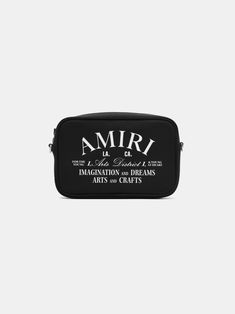 AMIRI Arts District Camera Case in Black Designer Black Travel Cases, Designer Logo Rectangular Shoulder Bag For Travel, Rectangular Shoulder Bag With Designer Logo For Travel, Rectangular Travel Shoulder Bag With Designer Logo, Rectangular Designer Shoulder Bag For Travel, Designer Black Crossbody Camera Bag, Luxury Black Camera Bag With Removable Pouch, Black Rectangular Bag With Designer Logo, Designer Black Rectangular Camera Bag