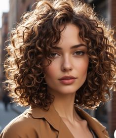 Curly Hair With Highlights, Curly Hair Bob Haircut, Curly Hair Model, Highlights Caramel, Short Curly Hairstyles For Women, Natural Curly Hair Cuts, Layered Curly Hair, Hair With Highlights