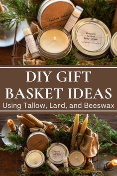 Harvest Basket Ideas, Homestead Gift Basket, Bbq Gift Basket, Diy Taper Candles, Homemaker Gifts, Diy Gift Basket Ideas, Diy Gift Basket, Rolled Beeswax Candles, Beeswax Candles Diy