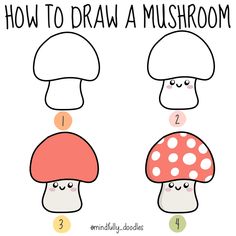 how to draw a mushroom step by step instructions for kids and beginners with pictures