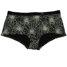 New Plus Sized Pantie Underwear. Jersey Material With Spider Webs. Black Brief Shorts For Loungewear, Green Spider, Spider Webs, Plus Sized, Lace Thong, Black Laces, Red Lace, Art Clothes, Boy Shorts