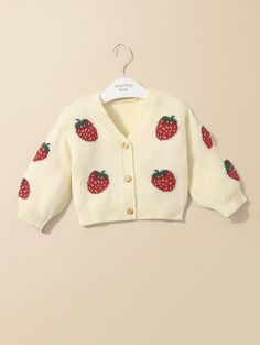 Super Adorable Baby Girl Strawberry Knit Cardigan Sweater – a delightful addition to her fall, winter, and autumn wardrobe! Crafted with care, this sweet cardigan features charming strawberry motifs in a cozy knit. Perfect for keeping her warm in style, this sweater is versatile and seasonally appropriate. Whether it's a crisp fall day or a chilly winter evening, dress your baby girl in this adorable piece for a touch of fruity charm and cozy comfort.Composition:100% Acrylic Winter Evening Dress, Strawberry Knit, Winter Evening, Autumn Wardrobe, Striped Bodysuit, Button Up Cardigan, Girls Stripes, Cozy Knit, Princess Style