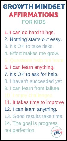 a poster with the words growth minds affirmations for kids