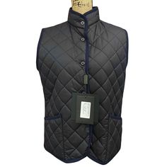 Nwt Mackintosh Of Scotland Dark Blue Quilted Vest. Black Faux Fur Lining. Classic Piece. Size 44. Luxury Winter Vest For Workwear, Luxury Winter Workwear Vest, Navy Fitted Outerwear For Cold Weather, Navy Fitted Vest For Fall, Navy Fitted Vest For Winter, Classic Navy Winter Vest, Navy Fitted Winter Vest, North Face Fleece Vest, Vintage Quarter Zip