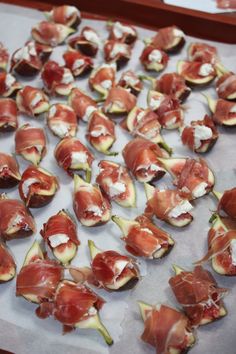 an assortment of appetizers on a tray ready to be eaten