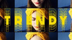 four different images of a woman wearing a yellow towel over her head and the words trendy written on it