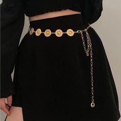 Super Cute And Stylish Ships In 5-10 Business Days Aesthetic Belt Outfit, Waist Chain On Dress, Black Belts For Women, Gold Belt Chain, Belt Chain Outfit, Waist Chain Outfit, Gold Belt Outfit, Skirt Belts, Chain Belt Dress