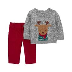 Your little one will be comfy and cozy in this Baby Boy Carter's 2-Piece Reindeer Sweater & Corduroy Pant Set. Click on this BABY ESSENTIALS & APPAREL GUIDE to find everything you need to keep your baby healthy and happy! Your little one will be comfy and cozy in this Baby Boy Carter's 2-Piece Reindeer Sweater & Corduroy Pant Set. Click on this BABY ESSENTIALS & APPAREL GUIDE to find everything you need to keep your baby healthy and happy! FEATURES Includes sweater and pants Sweater: long sleeve Boy Christmas Outfit, Carters Size Chart, Boys Christmas Outfits, Reindeer Sweater, Corduroy Pant, Halloween Long Sleeve, Carters Baby Boys, Red Baby, Pant Sets