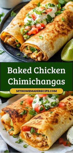 baked chicken chimichangas on a plate with salsa