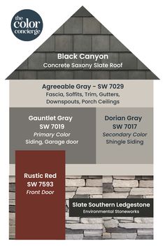 the color scheme for black canyon is shown in red, white and gray colors with brick accents