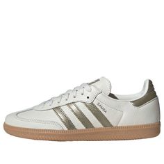 (WMNS) adidas Samba OG 'Wonder Gold Metallic' IG1964 White Adidas Sneakers For Outdoor Activities, White Sneakers With Gum Sole For Outdoor Activities, Ahs Style, Wishlist Christmas, Adidas Gold, Gold Adidas, Clothing Wishlist, Wishlist 2024, Adidas Samba Og