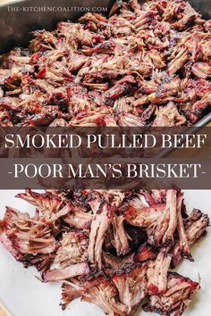 Pulled beef Smoked Beef Recipes, Smoked Pulled Beef, Pulled Brisket, Barbecue Brisket, Shredded Beef Recipes, Beef Barbecue, Brisket Recipes Smoked, Brisket Tacos, Barbecue Pulled Pork