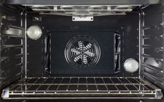 the inside of an oven with its door open