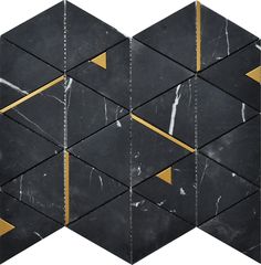 Mosaic Nero Marquina Triangle 12x14 - Tiles and Deco Marble Waterjet, Marquina Marble, Nero Marquina Marble, Shower Floor Tile, Marble Polishing, Mosaic Backsplash, Nero Marquina, Marble Mosaic Tiles, Hexagonal Mosaic