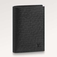 Louis Vuitton LV Unisex Passport Cover Black Taiga Leather Cowhide Leather Lining Louis Vuitton Passport Cover, Louis Vuitton Purse, Lv Handbags, Cover Black, Passport Cover, Lv Bag, Flap Bag, Handbag Accessories, Credit Cards