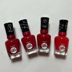 Three Are Brand New And Never Used And One Was Used Only Once! 449 Rhapsody Red (Used Once) 444 Off With Her Red! 429 Scarlet Starlet 446 Red-Y, Set, Run! Questions? Leave A Comment Below! Sally Hansen Miracle Gel Colors, Shades Of Red Color, Gel Colors, Sally Hansen Miracle Gel, Red Y, Sally Hansen, Gel Color, Shades Of Red, Scarlet