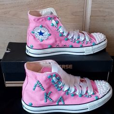 Brand New N Box Aka Custom Converse High Top Fast Shipping Ur Feet Will Love U Custom Converse High Tops, Converse High Top, Converse Pink, Custom Converse, Love U, Converse High, Converse High Tops, Womens Converse, Converse Shoes