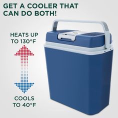 an advertisement for coolers with the words get a cooler that can do both heats up to 130f cools to 40 f