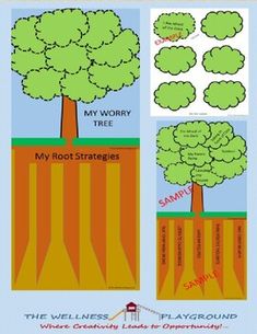 the tree is growing from the ground and has four different stages to grow on it