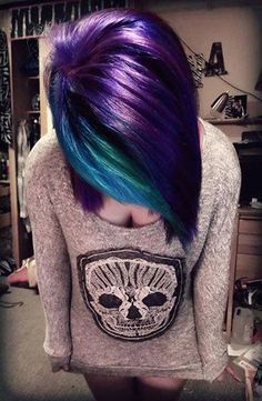 Purple And Blue Hair, Two Toned Hair, Turquoise Hair, Emo Hair, Funky Hairstyles, Scene Hair, Dye My Hair, Crazy Hair, Love Hair