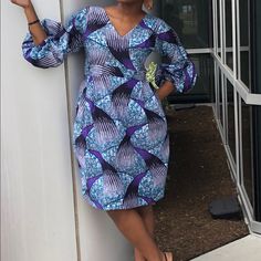 African Women Dress Ankara Handmade Knee Length Hot Puff Sleeve Dress With Side Pocket. Multi Color Print Multi Color Vibrant Ankara Print .Polycotton Fabric Model Is Wearing Size 6 Please Check Your Measurements Before You Order. The Measurements Chart Is In One Of The Pictures Lenght Is 38 To 40 Inches Contact Me For Your Size Or Any Questions About The Item. Purple Fitted V-neck Midi Dress, Fitted Long Sleeve Lavender Midi Dress, Fitted Lavender Midi Dress With Long Sleeves, Fitted Lavender V-neck Midi Dress, Lavender Fitted Long Sleeve Midi Dress, Fitted Lavender Midi Dress With V-neck, Ankara Dress Styles, Polycotton Fabric, Ankara Dress