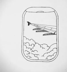 an airplane wing flying through the sky above clouds in a glass jar with water inside