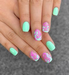 Short Summer Nails, Mint Nails, Summer Gel Nails, Trending Nails, Summer Nail Designs, Art 2024, Simple Gel Nails, Summery Nails, Cute Gel Nails