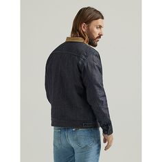 The storied styles of the Lee® 101 collection are an integral part of every denim aficionado's wardrobe. The 101 91B jacket is no exception. This style is crafted from 11.5 oz. Japanese slub left-hand selvedge non-stretch denim. It features a corduroy collar, quilted blanket lining on the interior and on the inside of the sleeves—every detail has been carefully considered for an authentic style that doesn't leave comfort behind. The sleek 101 91B jacket has a zippered closure and a single zipper Classic Rigid Denim Outerwear For Fall, Denim Blue Cotton Outerwear With Double-needle Stitching, Classic Dark Wash Rigid Denim Outerwear, Classic Rigid Denim Jacket, Dark Wash Selvedge Outerwear For Fall, Classic Unstructured Denim Outerwear, Classic Denim Blue Jacket With Welt Pockets, Denim Blue Outerwear With Double-needle Stitching, Classic Selvedge Dark Wash Outerwear