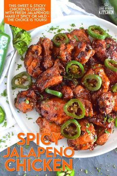 this sweet and sticky spicy jalapeno chicken is ready to be eaten