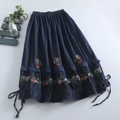 Material: Acrylic, COTTON, Linen Size Length (cm) Length (inches) Hip (cm) Hip (inches) Waist (cm) Waist (inches) One Size 86 cm 33.86 inches 148 cm 58.27 inches 66-108 cm 26.00-42.52 inches Casual Cotton Skirt With Embroidered Hem, Casual Spring Skirt With Embroidered Hem, Spring Casual Skirt With Embroidered Hem, Blue Cotton Bottoms With Embroidered Hem, Casual Skirt With Embroidered Hem, Casual Embroidered Blue Skirt, Casual Blue Embroidered Skirt, Casual Blue Skirt With Floral Embroidery, Embroidered Skirts