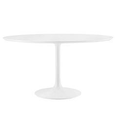 a white table with an oval top on a white background in the shape of a tulip