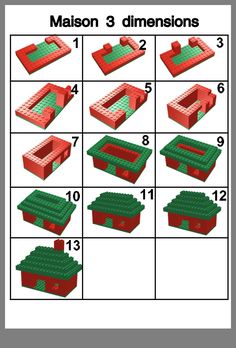 the instructions for how to make a lego house with different levels and materials, including roofing