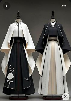 Oc Dress Design, Healer Outfit Design, Hanfu Inspired Fashion, Fantasy Japanese Clothing, Kimono Outfit Drawing, Japan Traditional Clothes, Hanfu Drawing, Black And White Kimono, Kimono Aesthetic