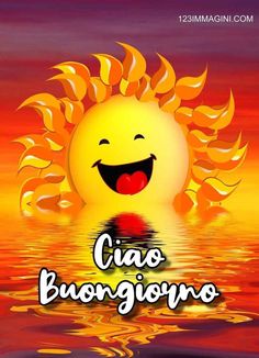 a yellow sun with the words cinco bronzono on it in front of water