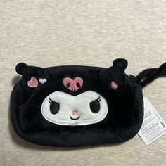 Never Used! Nwt Kuromi Makeup Bag, Casual Black Portable Pouch, Black Shoulder Bag Pouch With Zipper, Black Shoulder Bag Pouch With Zipper Closure, Black Pencil Case With Zipper Closure, Cute Portable Black Shoulder Bag, Black Pouch Cosmetic Bag With Zipper Closure, Trendy Black Portable Pouch, Black Cosmetic Bag With Zipper Closure