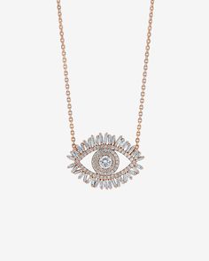 Suzanne Kalan Evil Eye Midi Diamond Half Pavé Pendant in 18k rose gold Evil Eye Symbol, Eye Symbol, Pave Pendant, Ancient Symbols, Evil Eye Jewelry, Eye Jewelry, White Diamonds, Diamond Pendant, Gold Rose