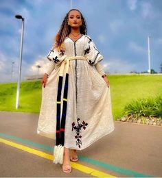 Gondar Traditional Ethiopian Dress Style Traditional Habesha Libs – TheEthiopianStore Ethiopian Clothing, Ethiopian Traditional Dress, Ethiopian Dress, Intricate Embroidery, Wedding Art, Traditional Dress, Wide Sleeves, Woven Cotton, Ethiopia