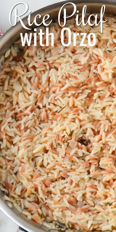 rice pilaf with orzo in a pan