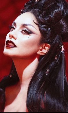 Drag Make-up, Dark Red Lips, Halloween Beauty, Halloween Tattoo, Romantic Goth, Goth Makeup, Vanessa Hudgens, Celebrity Makeup